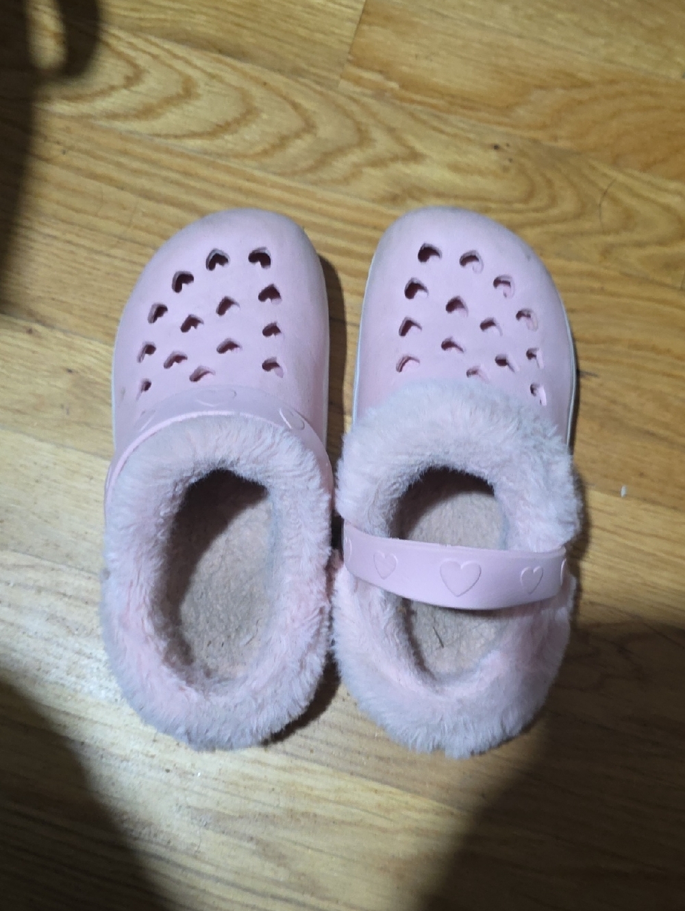 Kids Pink Fuzzy Clog Shoes - Cozy Heart Accent
